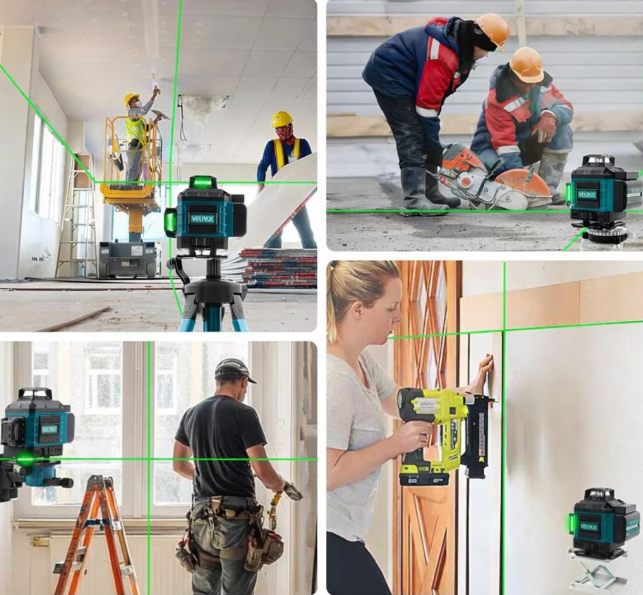 5/bax-Nivela Laser Profesionala 4D 16 Linii Verde 360° MAXLIGHT, Autonivelare Automata, Trepied Reglabil, Baza Rotativa 360°, Telecomanda, 2 Acumulatori, Suport Magnetic, Ochelari Protectie, Manusi de Lucru, Valiza Transport, pentru Constructii si Amenajari Int - imagine 2