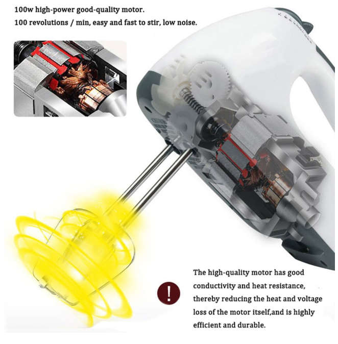 24/bax-Mixer de mana, 260W, 7 Viteze, 220V, Alb - imagine 2