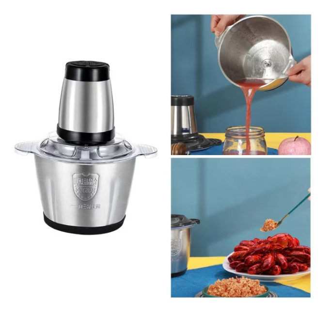 20/bax-Maruntitor Tocator Electric Universal - Bol 2L Inox, Putere 1000W, 4 x Lame, Carne, Rosii si Legume - imagine 3