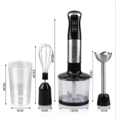 18/bax-Blender RAF R3007, 4 in 1, 1600W, cu recipient de 500ml, vas de 600ml, tel si lame din otel, 2 viteze, argintiu-negru