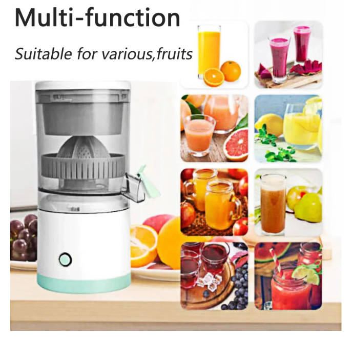 30/bax-Storcator de citrice electric, plastic, portabil, incarcare USB-C, 45W, alb/verde - imagine 2