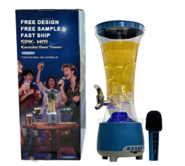 16/bax-Dozator de bauturi 3-in-1, Sistem Karaoke, transparent, cu boxa Bluetooth, lumini LED RGB, 1.5l