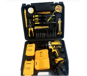 10/bax-Trusa Bormasina cu Percutie, Autofiletanta, Portabila cu 30 Accesorii, 2 Acumulatori 36V, Cutie Transport Inclusa, Negru-Galben