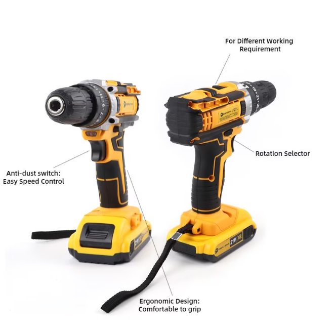 10/bax-Trusa Bormasina cu Percutie, Autofiletanta, Portabila cu 30 Accesorii, 2 Acumulatori 36V, Cutie Transport Inclusa, Negru-Galben - imagine 3