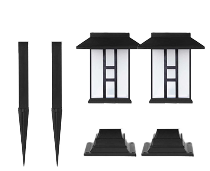 72/bax-Set 2 Lampi Solare Exterioare LED, Design Modern, Culoare Neagra, 13.5x48cm - imagine 3