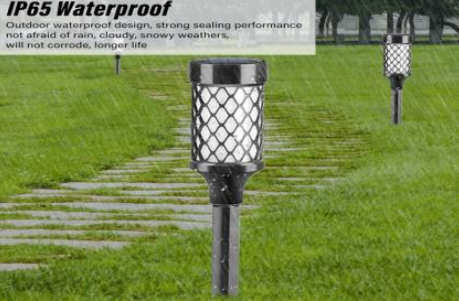 96/bax-Lampa solara LED pentru gradina, 37cm, lumina calda, impermeabila, set de 2 bucati