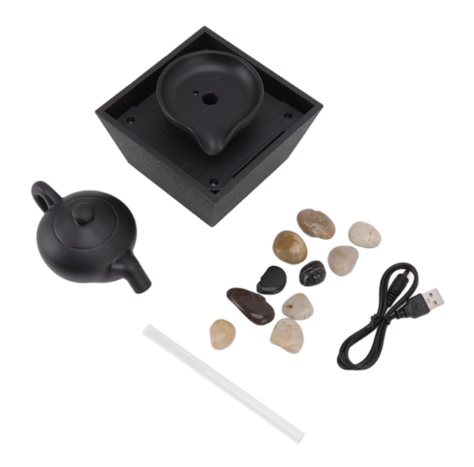 50/bax-Ornament pentru fantana de apa ceainic plutitor Alimentare cu baterie USB 5V Decorare cascada de masa cu lumini LED Pietre - imagine 2