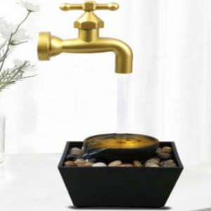 50/bax-Fântână plutitoare cu LED pentru robinet – Cascadă magică de masă cu iluzie, cu lumină LED curgătoare și pietre decorative | Decor interior pentru dormitor, birou, living | Idee de cadou relaxantă