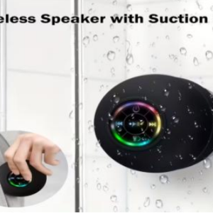 100/bax-Boxa portabila Bluetooth pentru dus, cu lumini LED, impermeabila, cu ventuza, neagra