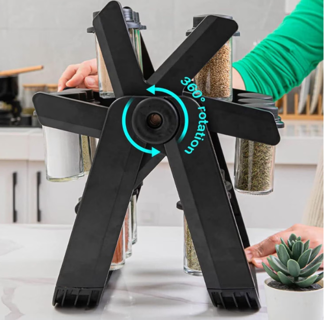 12/bax-Organizator condimente, rotativ 360°, economiseste spatiul, design elegant si functional, set cu 18 borcane, 29 × 21 × 25 cm - FERRISPICE - imagine 2