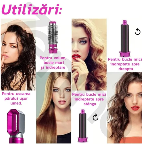 30/bax-Perie de Par si Uscator, 5 in 1, Multifunctionala, Creponare, Ondulare, Indreptare, Ceramica, 210 C, 22 x 4.5 cm - imagine 2