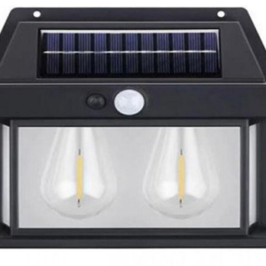 72/bax-Lampa solara de exterior, neagra, 18x17.1x5.8cm, cu senzor de miscare, impermeabil IP65, set 1 buc.