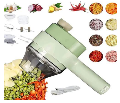 50/bax-Mini Tocator Electric Portabil 40W pentru Legume si Usturoi, Procesor Bucatarie Compact, Lame Otel Inoxidabil, Recipient Transparent, Taiere Rapida Ceapa, Chili, Ghimbir, Legume, 20.5x9.5x8 cm - FABRILUX