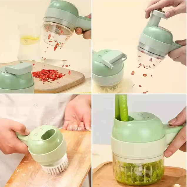 50/bax-Mini Tocator Electric Portabil 40W pentru Legume si Usturoi, Procesor Bucatarie Compact, Lame Otel Inoxidabil, Recipient Transparent, Taiere Rapida Ceapa, Chili, Ghimbir, Legume, 20.5x9.5x8 cm - FABRILUX - imagine 2