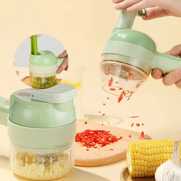 50/bax-Mini Tocator Electric Portabil 40W pentru Legume si Usturoi, Procesor Bucatarie Compact, Lame Otel Inoxidabil, Recipient Transparent, Taiere Rapida Ceapa, Chili, Ghimbir, Legume, 20.5x9.5x8 cm - FABRILUX - imagine 3