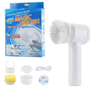 64/bax-Perie electrica de curatare cu 3 capete rotative + SET DE 5 BURETI, incarcare USB, alb, multifunctionala