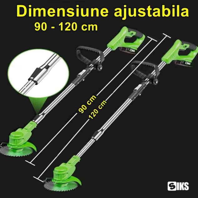 10/bax-Motocoasa Electrica SIKS Cu Acumulator, Fara Fir, Cu Disc, 2 Acumulatori Inclusi, 18000 RPM, Autonomie Mare, 3 Tipuri De Lame De Taiere, Brat Ajustabil, 7 Accesorii Interschimbabile, Din ABS Si Metal, Verde - imagine 3