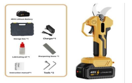 10/bax-Foarfeca de gradinarit electrica, motor fara perii, diametru de taiere 30mm, 2 baterii