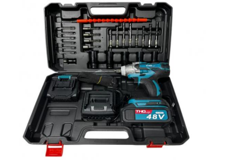 5/bax-Masina de insurubat cu impact Luckylu, 48V, 550Nm, 2 acumulatori, 42 accesorii, valiza de transport