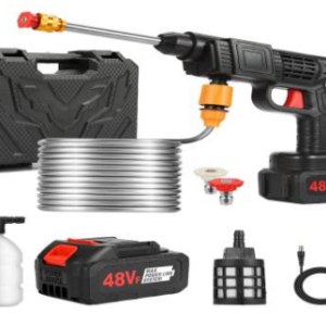 10/bax-Aparat De Spalat Cu Presiune tip Pistol fara fir Selling Depot®, 2 acumulatori, 48Vf, Pistol cu 3 moduri, 30 bari, Recipient spuma, Filtru si Duze incluse, Negru