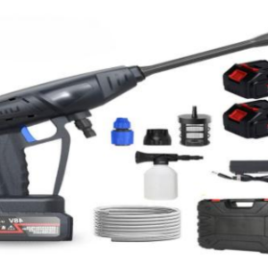 10/bax-Aparat de spalat cu presiune Bedee, 21V, 300W, 6 in 1, negru si albastru, set complet cu 2 baterii