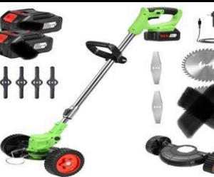 10/bax-Motocoasa Electrica Profesionala SUPER TRENDS®, 1500W cu 2 Acumulatori 48V, Roti Detasabile si 3 Unghiuri de Taiere, Design Rezistent din ABS si Metal, Verde