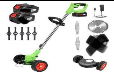 10/bax-Motocoasa Electrica Profesionala SUPER TRENDS®, 1500W cu 2 Acumulatori 48V, Roti Detasabile si 3 Unghiuri de Taiere, Design Rezistent din ABS si Metal, Verde