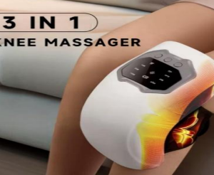 30/bax-Aparat Inteligent pentru Masajul Genunchilor, Terapie cu Caldura, Vibratii, Infrarosu si Laser, 3 Moduri de Incalzire, Curele Ajustabile, Ecran Tactil, USB-C, pentru Relaxare Articulara