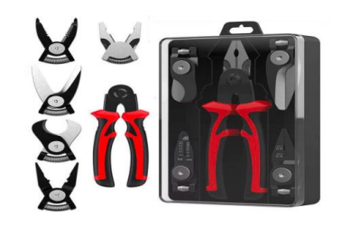 20/bax-Set Cleste Multifunctional 5 in 1, Zippi, Patent, Dezizolator, Sertizor, Taietor Cabluri, Foarfeca, Maner Ergonomic, Otel Durabil, Negru/Rosu - imagine 2