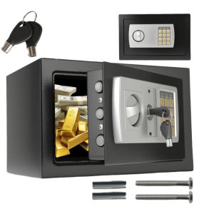 Seif digital, constructie din otel, 20x14x12in, sistem de blocare cu parola si cheie de rezerva, rafturi ajustabile, securitate ridicata