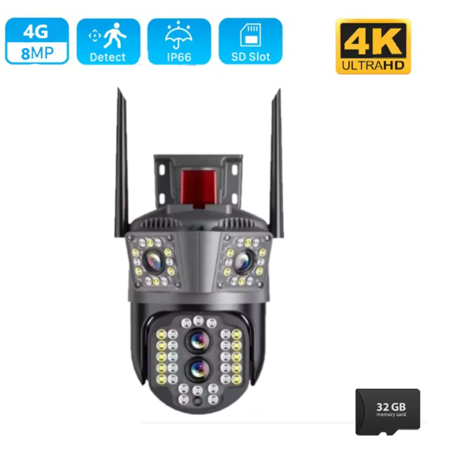 24/bax-Camera de Supraveghere Wi-Fi 4K cu 3 Ecrane, Zoom 10×, PTZ, Detectare Umana, Urmarire Automata, Night Vision, Protectie IP66 - imagine 2