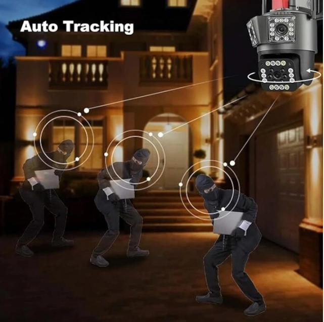 24/bax-Camera de Supraveghere Wi-Fi 4K cu 3 Ecrane, Zoom 10×, PTZ, Detectare Umana, Urmarire Automata, Night Vision, Protectie IP66 - imagine 3