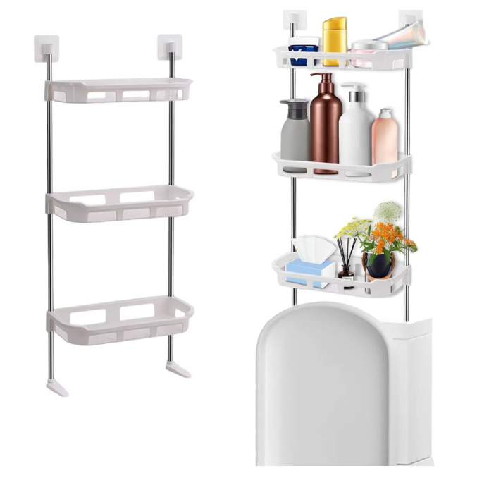 24/bax-Suport de toaleta, organizator de baie, alb, 40x30x5cm, set cu carlige detasabile - imagine 2