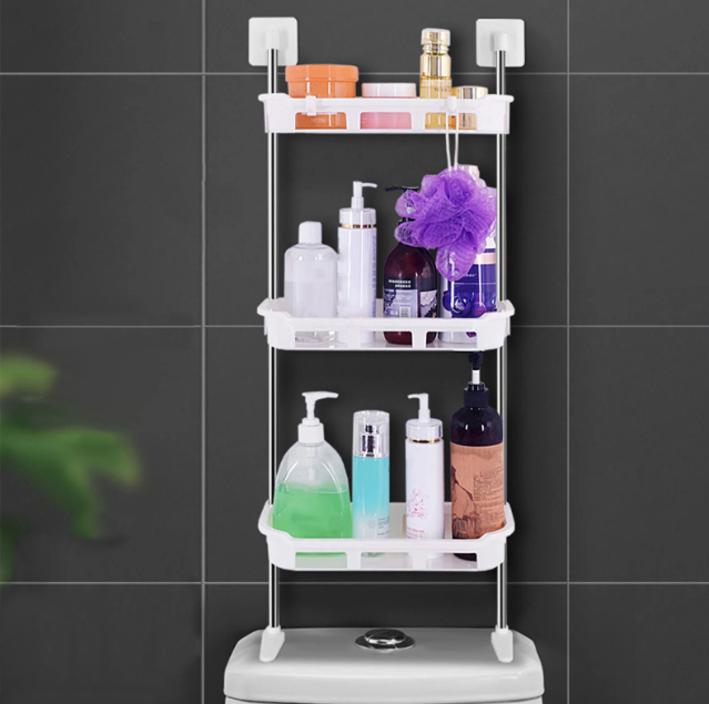 24/bax-Suport de toaleta, organizator de baie, alb, 40x30x5cm, set cu carlige detasabile - imagine 3