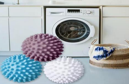 72/bax-Set bile de spalare anti-sifonare, 6 bucati (2 albe + 2 roz + 2 albastre), PVC, accesorii masina de spalat rufe