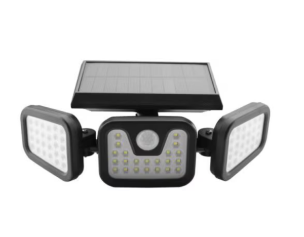 40/bax-Lampa Solara Pentru Exterior, Faintec, Cu 74 De LED Cu Putere Mare De Iluminare, 3 Intensitati De Functionare, 3 Capete Reglabile, Negru