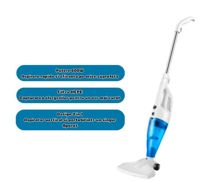12/bax-Aspirator portabil 2-in-1, 600W, filtru HEPA, cablu 4 m, Non Brand - imagine 3