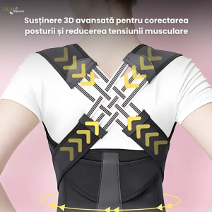 200/bax-Corector Postura, Anti-Cocoasa, Material Flexibil, Presiune Reglabila, Postura Corecta si Eliminare Dureri de Spate, Negru
