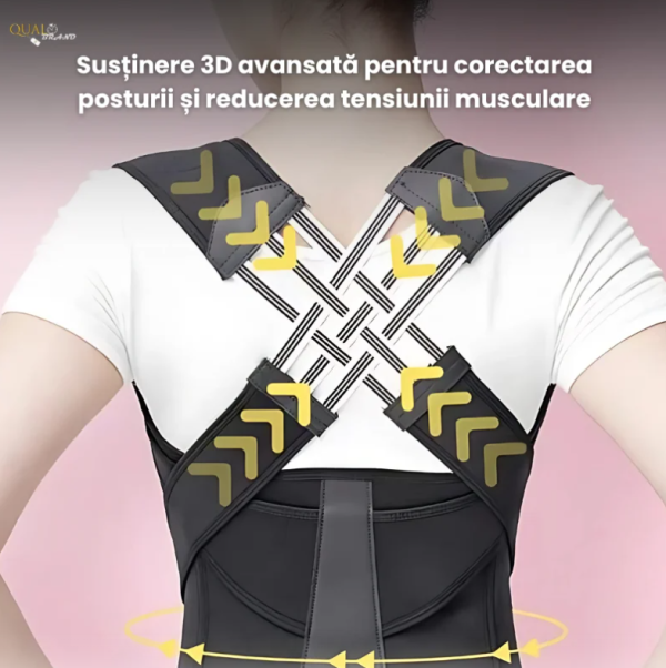 200/bax-Corector Postura, Anti-Cocoasa, Material Flexibil, Presiune Reglabila, Postura Corecta si Eliminare Dureri de Spate, Negru
