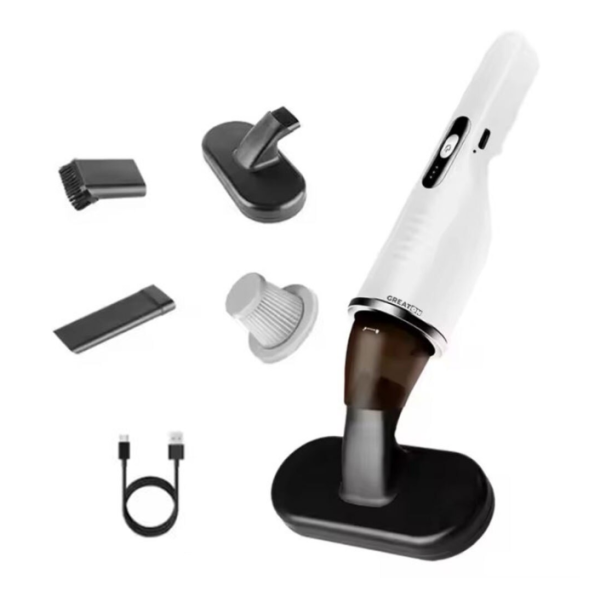 20/bax-Aspirator Auto, GREATON, Reincarcabil, Portabil, Filtru HEPA lavabil, Alb/Negru, 41x9.5x19.5cm, Putere 80W, Acumulator 2000 mAh