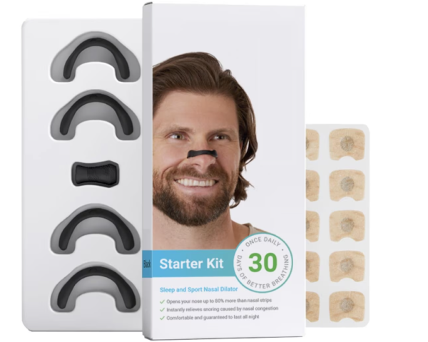 300/bax-Dilatator nazal magnetic, anti sforait si sport, cu 4 benzi magnetice de marimi diferite, aplicator, 30 de perechi plasturi magnetici, creste aportul de oxigen, pentru 30 Zile, Usor si Confortabil, Negru