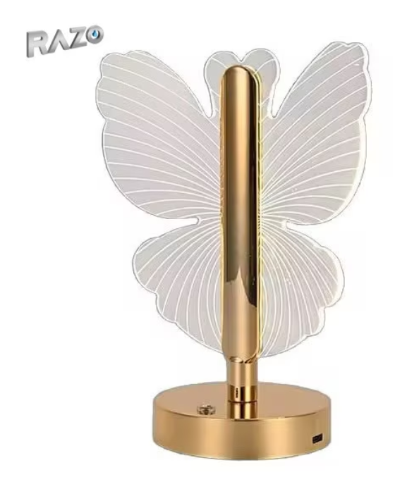 40/bax-Lampa decorativa model Fluture, lumina ambientala, 3 nivele de intensitate, Culori interschimbabile, alb rece/cald/neutru, Control touch, incarcare USB, Aurie - imagine 3