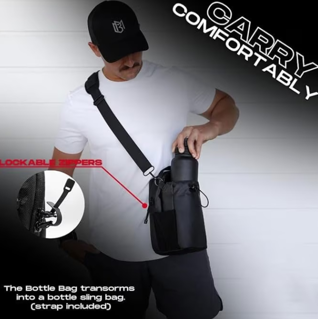 100/bax-Ghiozdan fitness magnetic pentru sala de sport, suport portabil pentru sticla de apa, accesorii antrenament, unisex, compact si rezistent, negru - imagine 3