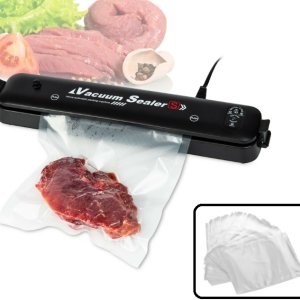 40/bax Aparat de vidat alimente, automat, negru, 90w + 10 pungi pentru vidat