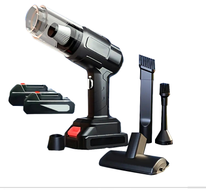 20/bax-Aspirator de Mana Profesional SUPER TRENDS®, cu Acumulator, Puternic si Usor, Putere 150W, Acumulator 18.5V 1.3Ah, 6 Accesorii, Aspirare Uscata, Suflare, Vacuum pentru Casa si Masina, Negru