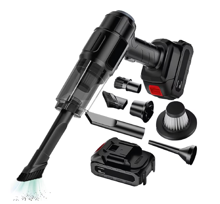 20/bax-Aspirator de Mana Profesional SUPER TRENDS®, cu Acumulator, Puternic si Usor, Putere 150W, Acumulator 18.5V 1.3Ah, 6 Accesorii, Aspirare Uscata, Suflare, Vacuum pentru Casa si Masina, Negru - imagine 2