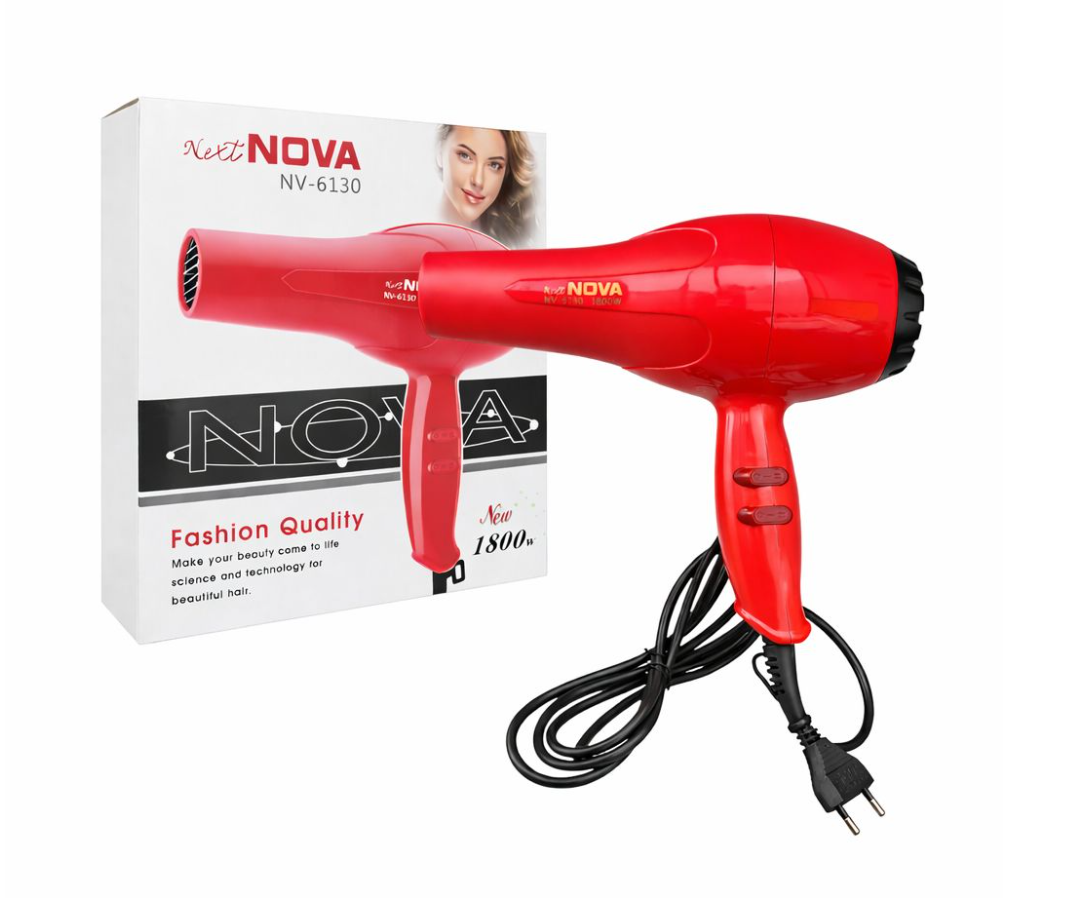 40/bax Uscător de Păr 1800W, cu 2 Trepte de Viteză și Temperatură, 20x22cm cu Cutie, Culoare Roșie