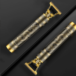 Mașină de tuns profesională fără fir, lame T din oțel inoxidabil, design premium cu dragon – trimmer precis pentru barbă și contur