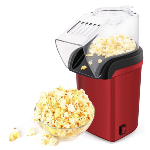 Aparat cu Aer Cald de facut Popcorn, Gata in max. 3 min, 1200W, Recipient dozator Boabe, Rosu