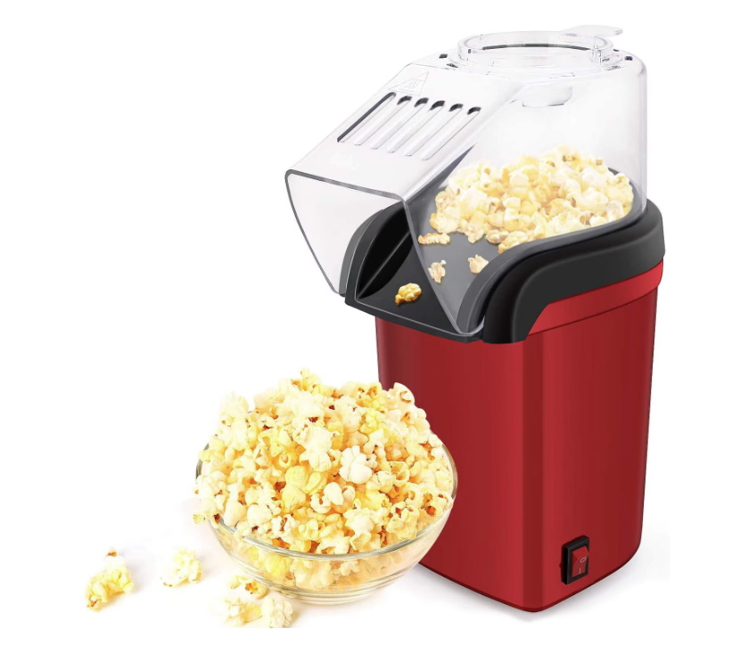 Aparat cu Aer Cald de facut Popcorn, Gata in max. 3 min, 1200W, Recipient dozator Boabe, Rosu